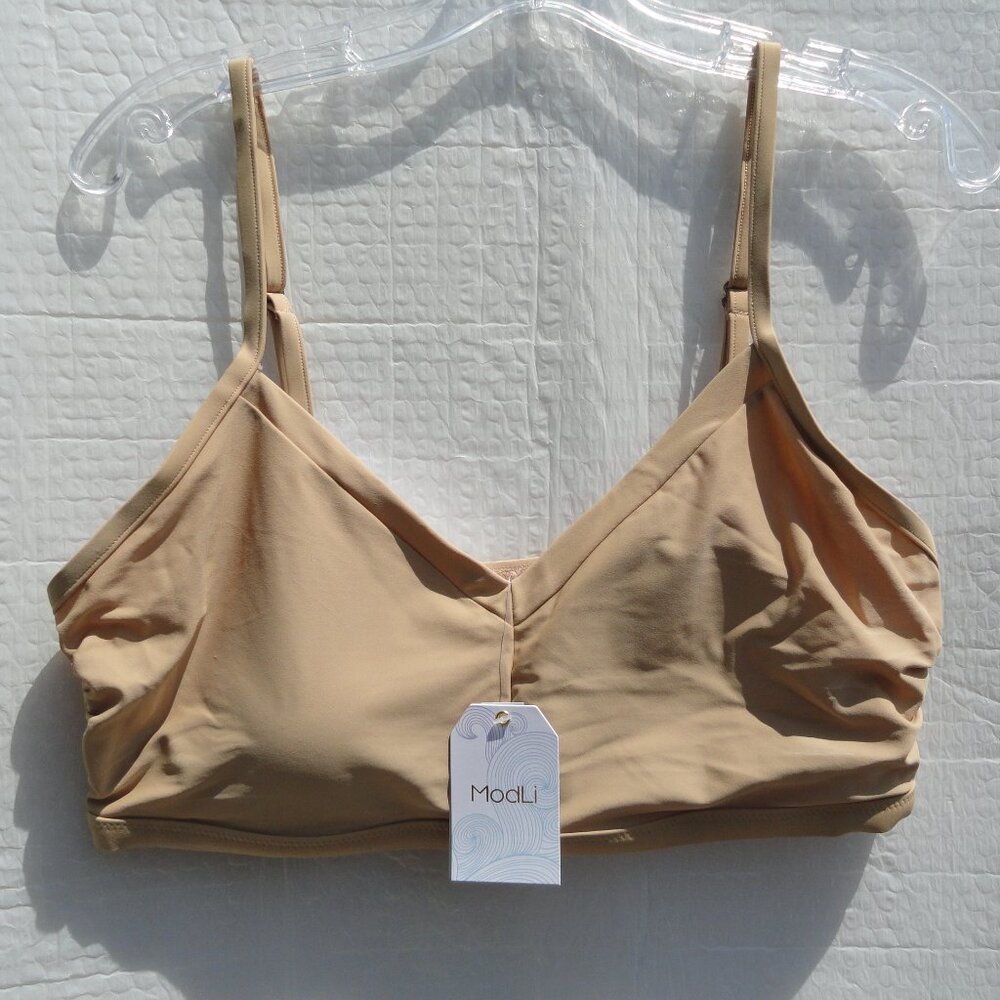 Modli Calypsa Plus Beige Tan Swim Bra Adjustable Straps Wireless Women's Size 1X
